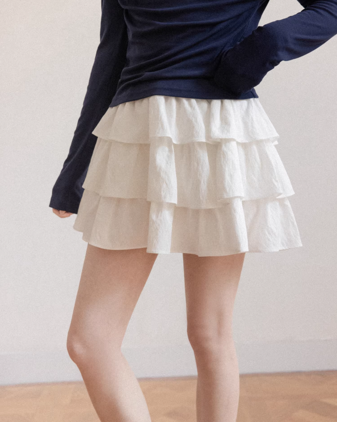 Stripe Ribbon Zip Jacket & Frill Short Skirt CA0014