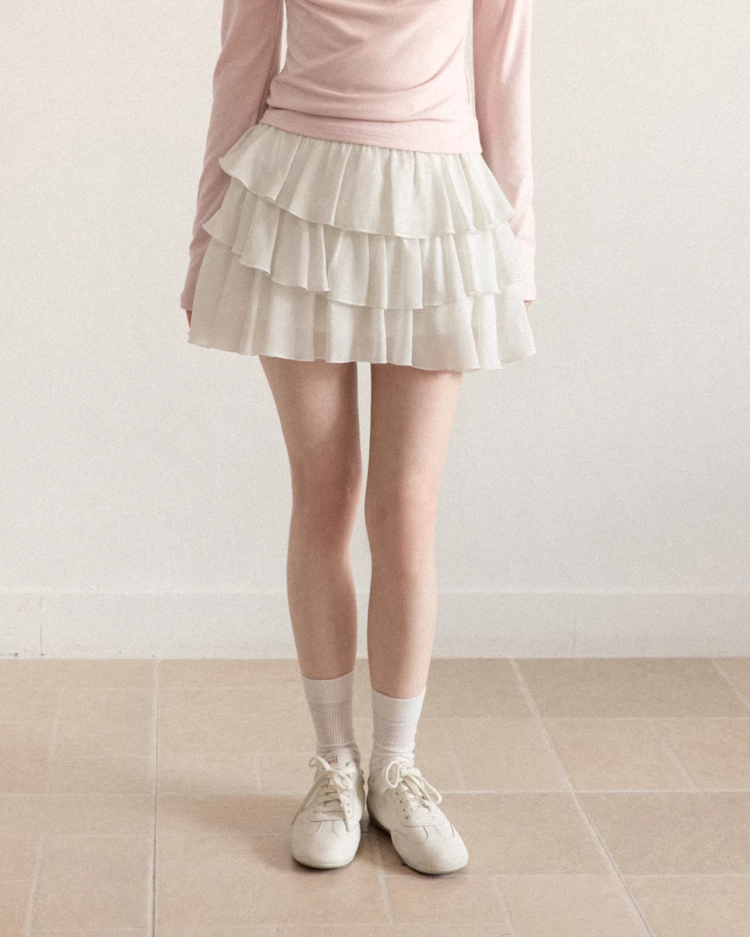 Stripe Ribbon Zip Jacket & Frill Short Skirt CA0014