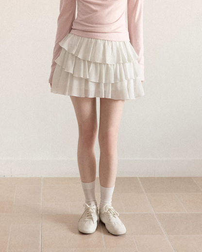 Stripe Ribbon Zip Jacket & Frill Short Skirt CA0014