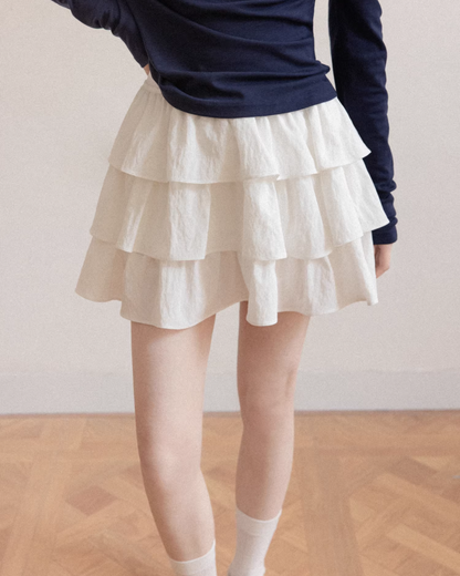Stripe Ribbon Zip Jacket & Frill Short Skirt CA0014