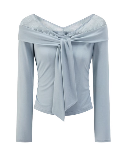 Shoulder Lace Ribbon Long-sleeveT CA0015