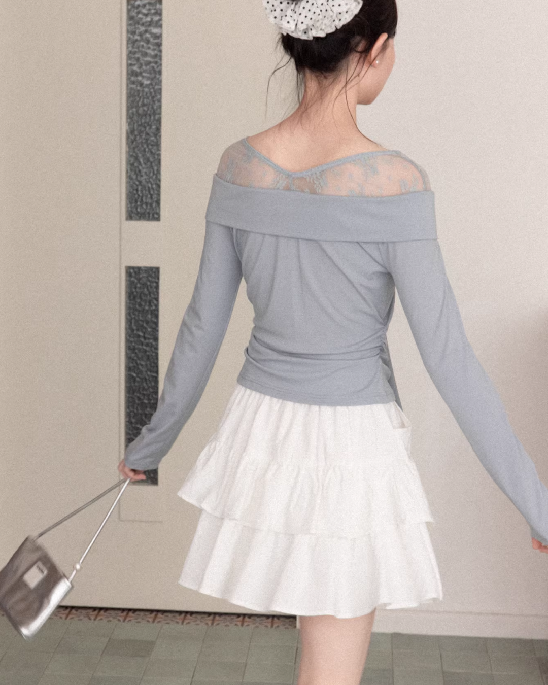 Shoulder Lace Ribbon Long-sleeveT CA0015