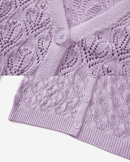 Purple Knit Cardigan & Flower Pattern Camisole Dress CA0016