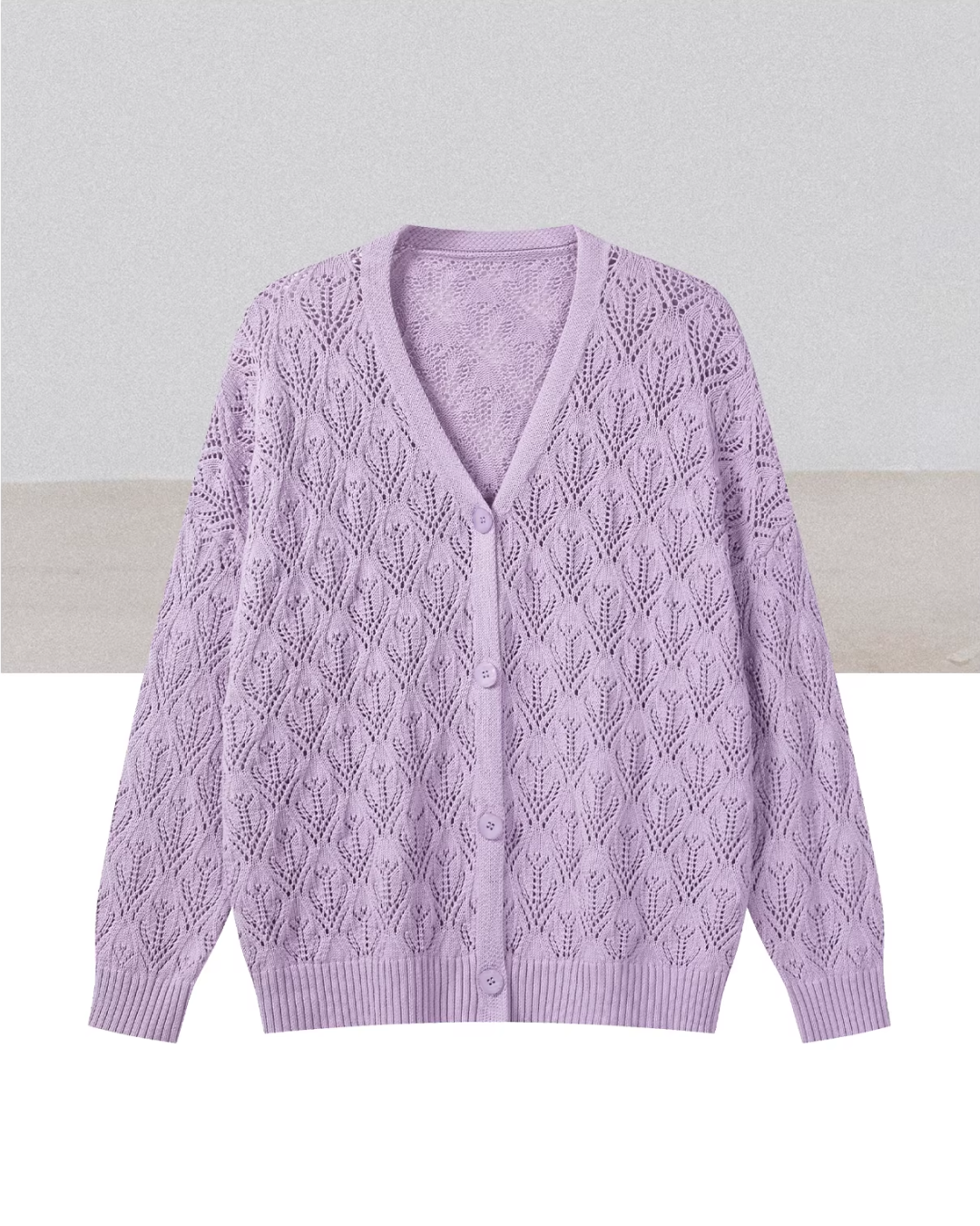 Purple Knit Cardigan & Flower Pattern Camisole Dress CA0016