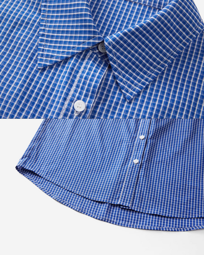 Blue Check Shirt  & Cable Knit Vest CA0017