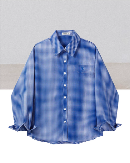 Blue Check Shirt  & Cable Knit Vest CA0017