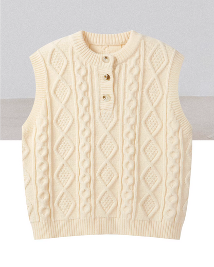 Blue Check Shirt  & Cable Knit Vest CA0017