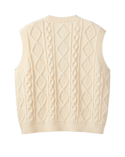 Blue Check Shirt  & Cable Knit Vest CA0017