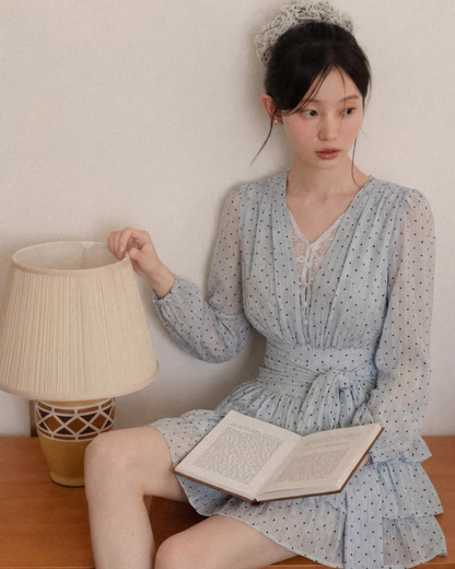 Polka Dot Blue Frolls Dress CA0019