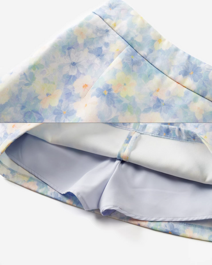 Blue Shirt  & Flower Pattern Skirt  CA0020