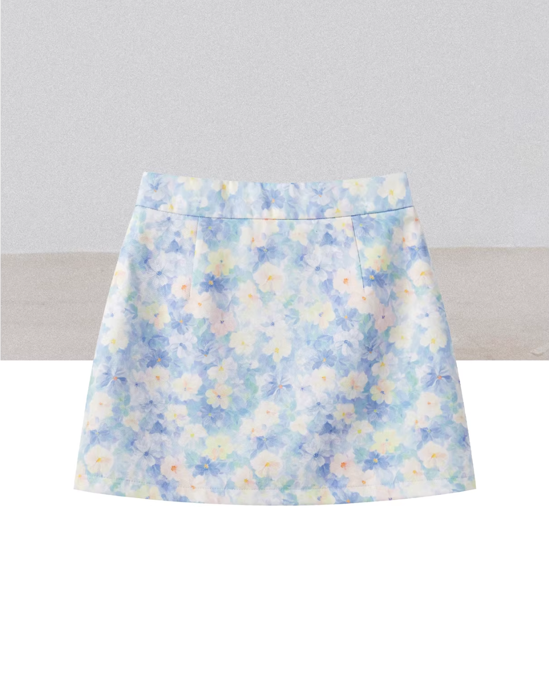 Blue Shirt  & Flower Pattern Skirt  CA0020