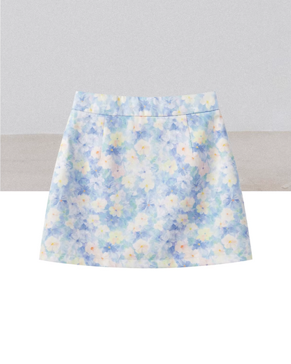 Blue Shirt  & Flower Pattern Skirt  CA0020