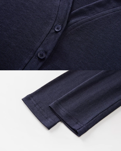 Navy Knit Cardigan & Flower Pattern Camisoal Dress CA0021