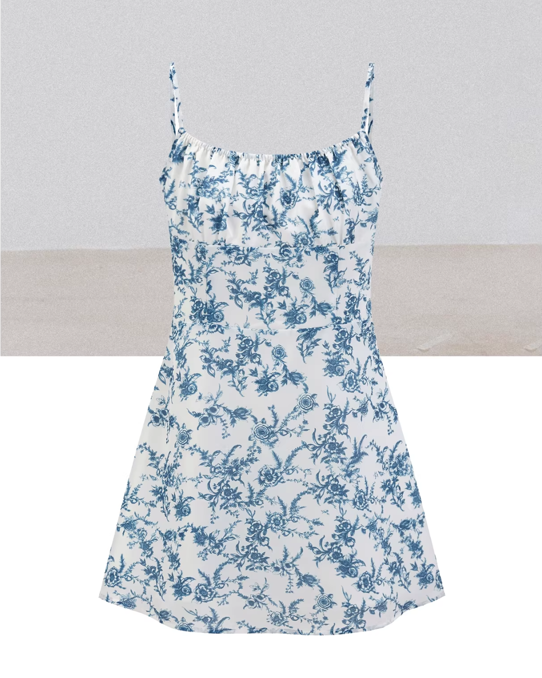 Navy Knit Cardigan & Flower Pattern Camisoal Dress CA0021