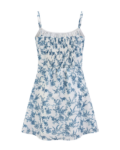 Navy Knit Cardigan & Flower Pattern Camisoal Dress CA0021