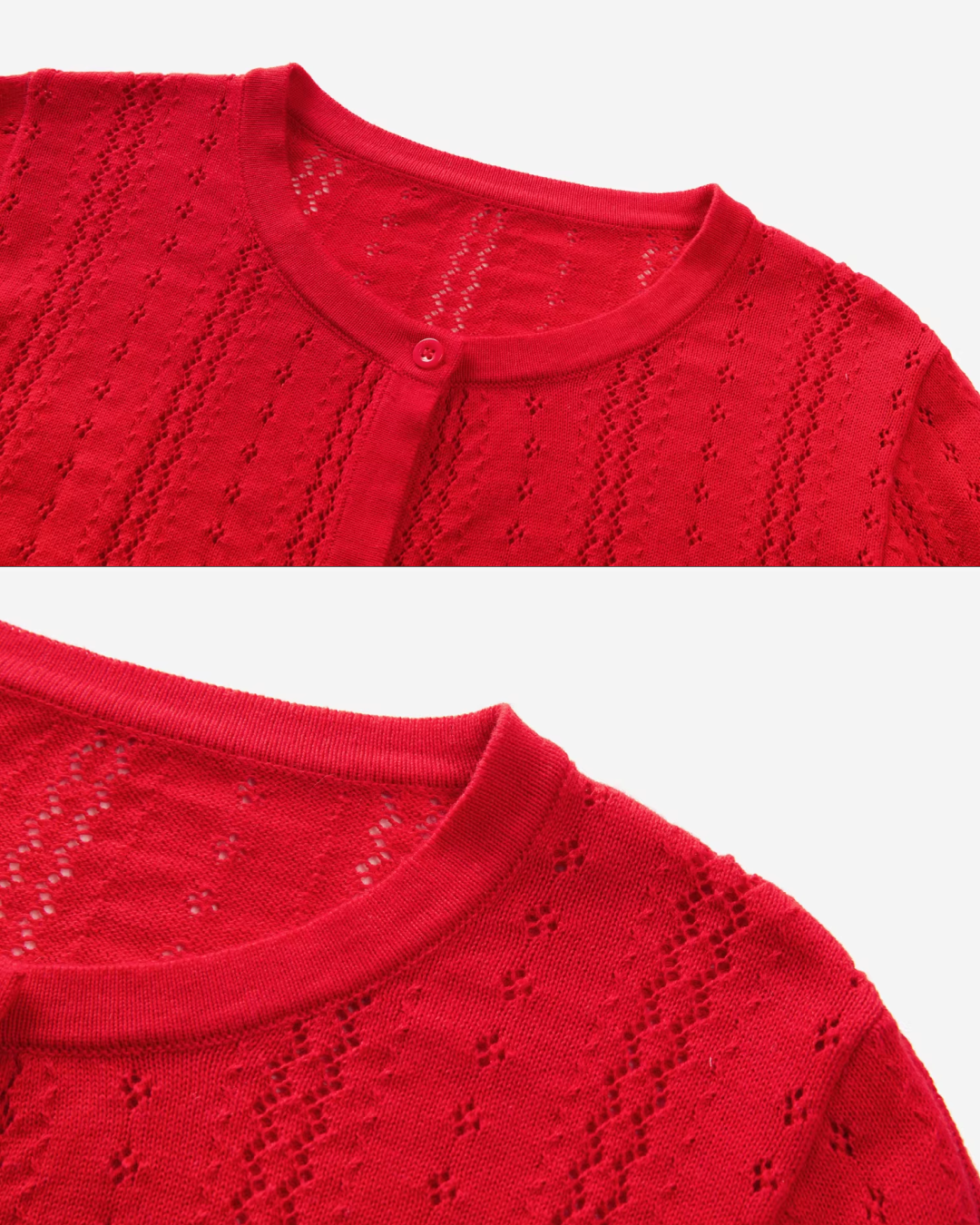 Red Knit Cardigan & White Wide Pants CA0022