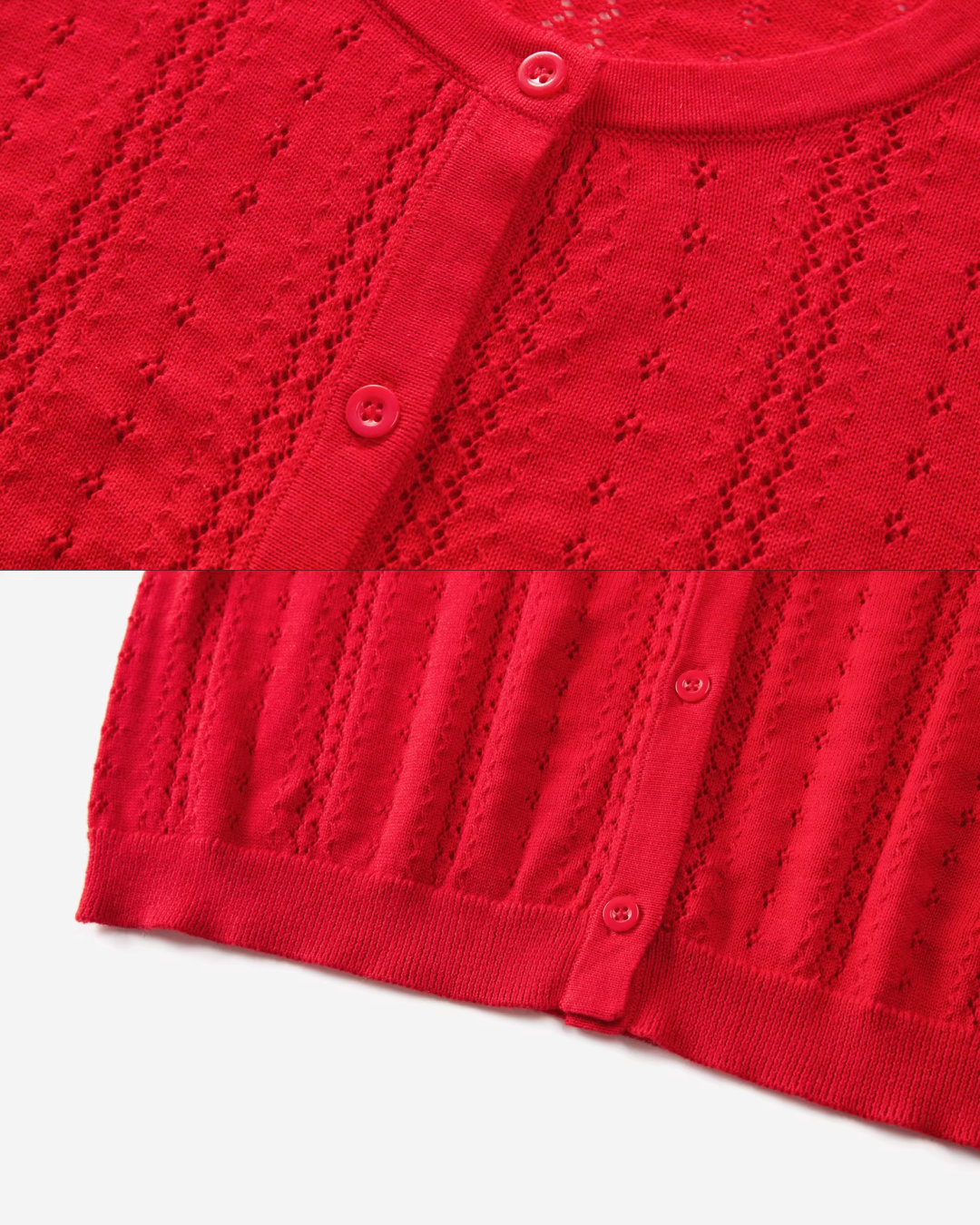 Red Knit Cardigan & White Wide Pants CA0022