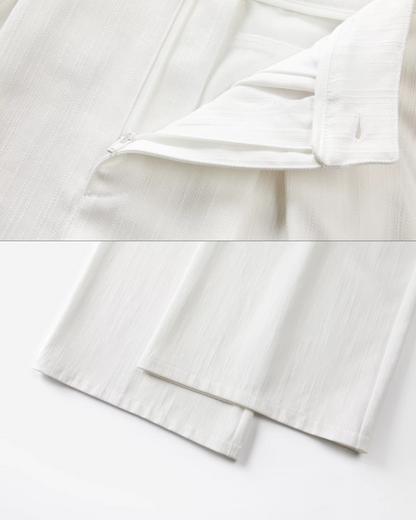 Red Knit Cardigan & White Wide Pants CA0022