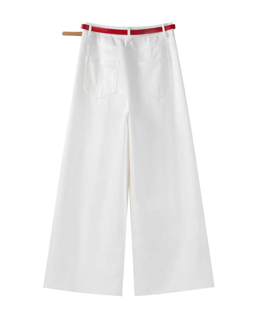 Red Knit Cardigan & White Wide Pants CA0022