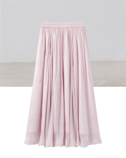 Off-shoulder Ribbon Design Cloth & Pink Long Skirt CA0023