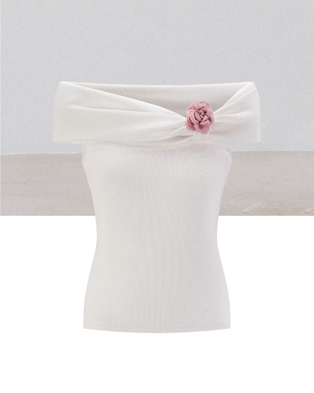 Off-shoulder Ribbon Design Cloth & Pink Long Skirt CA0023