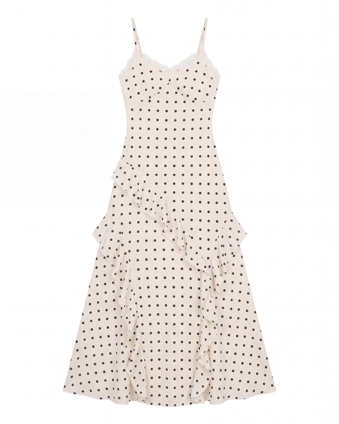 Black Jacket & Polka Dots Scarf & Polka Dots Camisoal Dress  CA0024