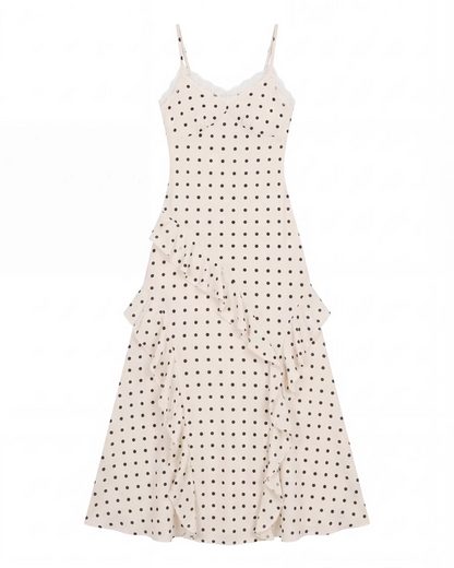 Black Jacket & Polka Dots Scarf & Polka Dots Camisoal Dress  CA0024