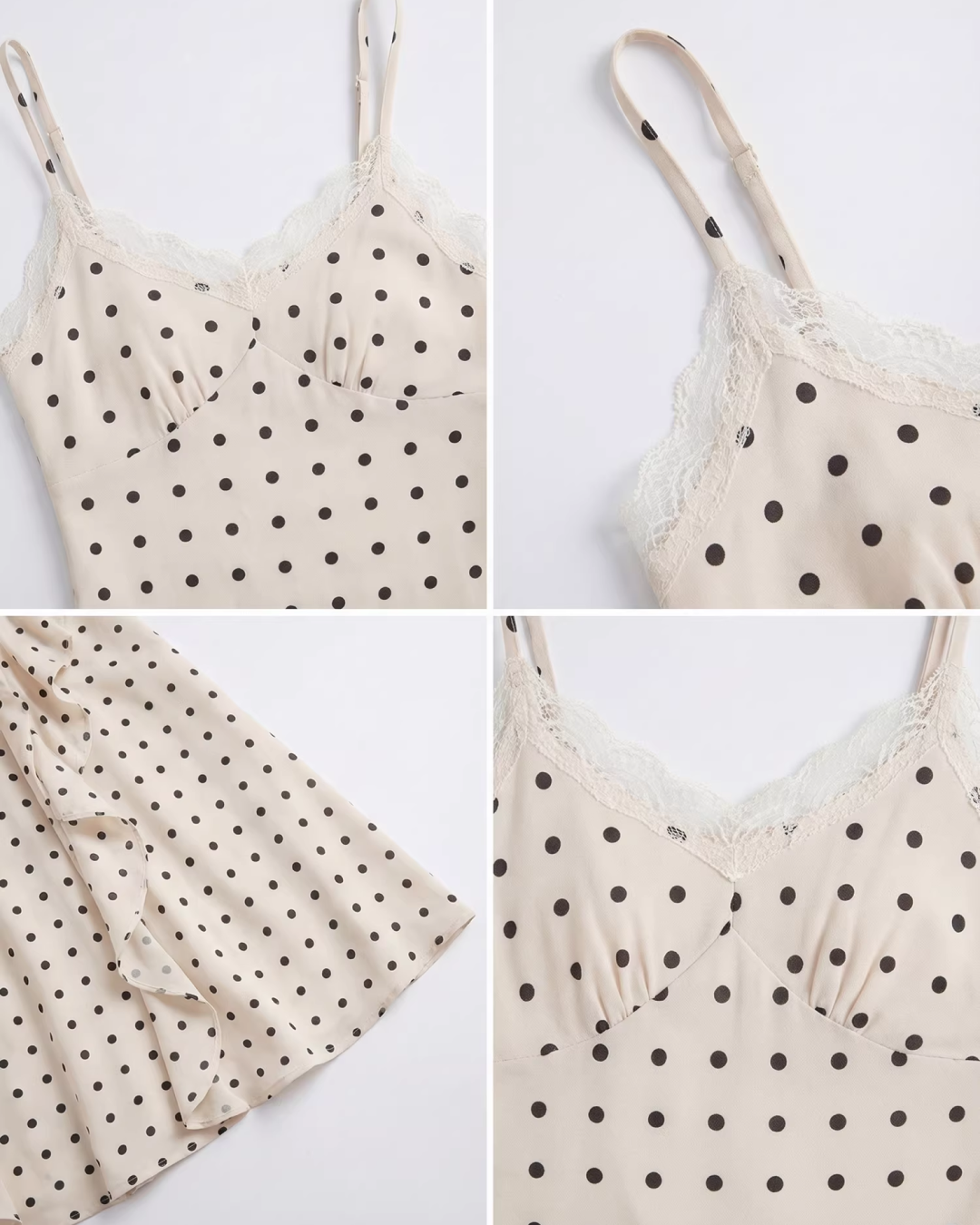 Black Jacket & Polka Dots Scarf & Polka Dots Camisoal Dress  CA0024