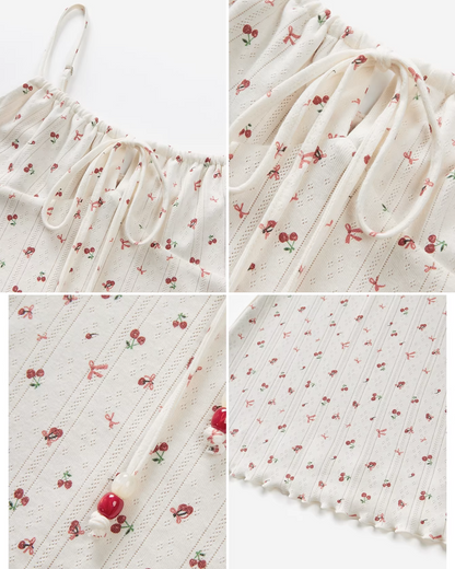 Red Short Cardigan & Flower Pattern Camisoal CA0026