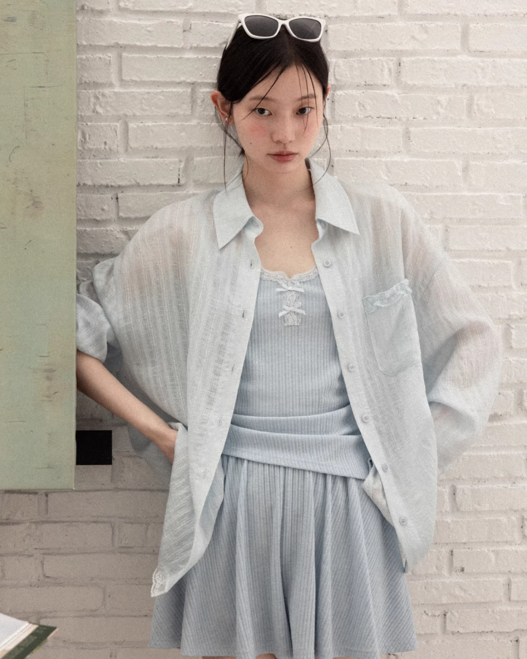 Blue Camisoal & Short Pants & 
Blue Sheer Shirt CA0027