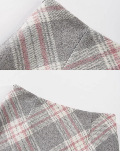 Pink Cable Knit Cardigan & Bias Check Skirt CA0028