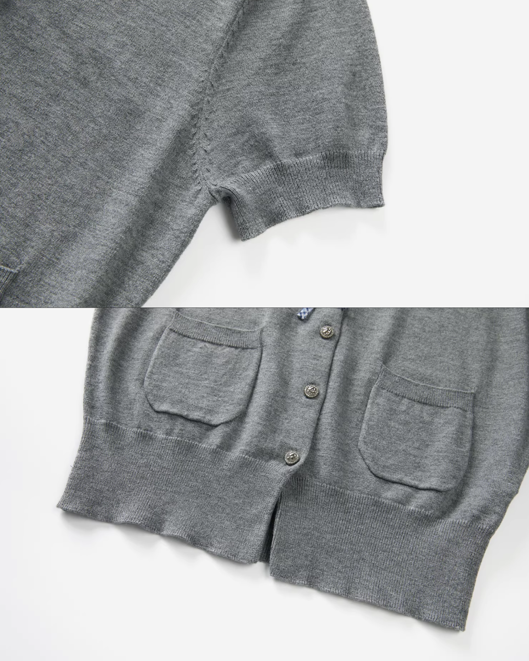 Layerd Gray Knit Shirt & Blue Check Skirt CA0029