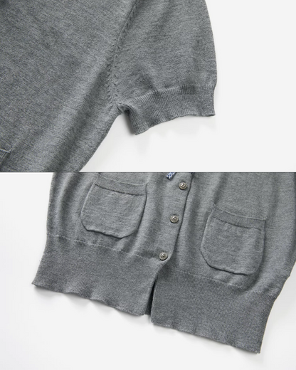 Layerd Gray Knit Shirt & Blue Check Skirt CA0029