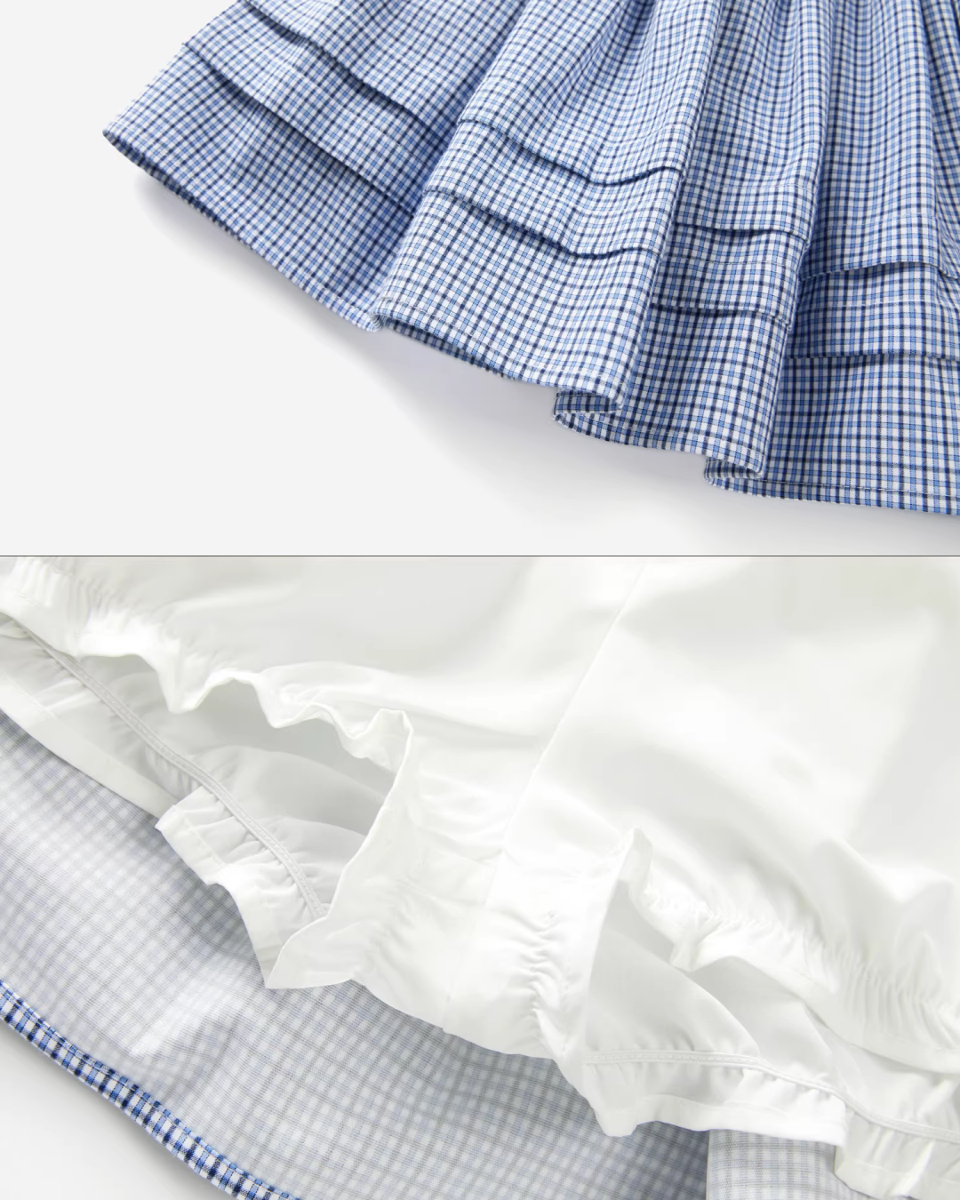 Layerd Gray Knit Shirt & Blue Check Skirt CA0029