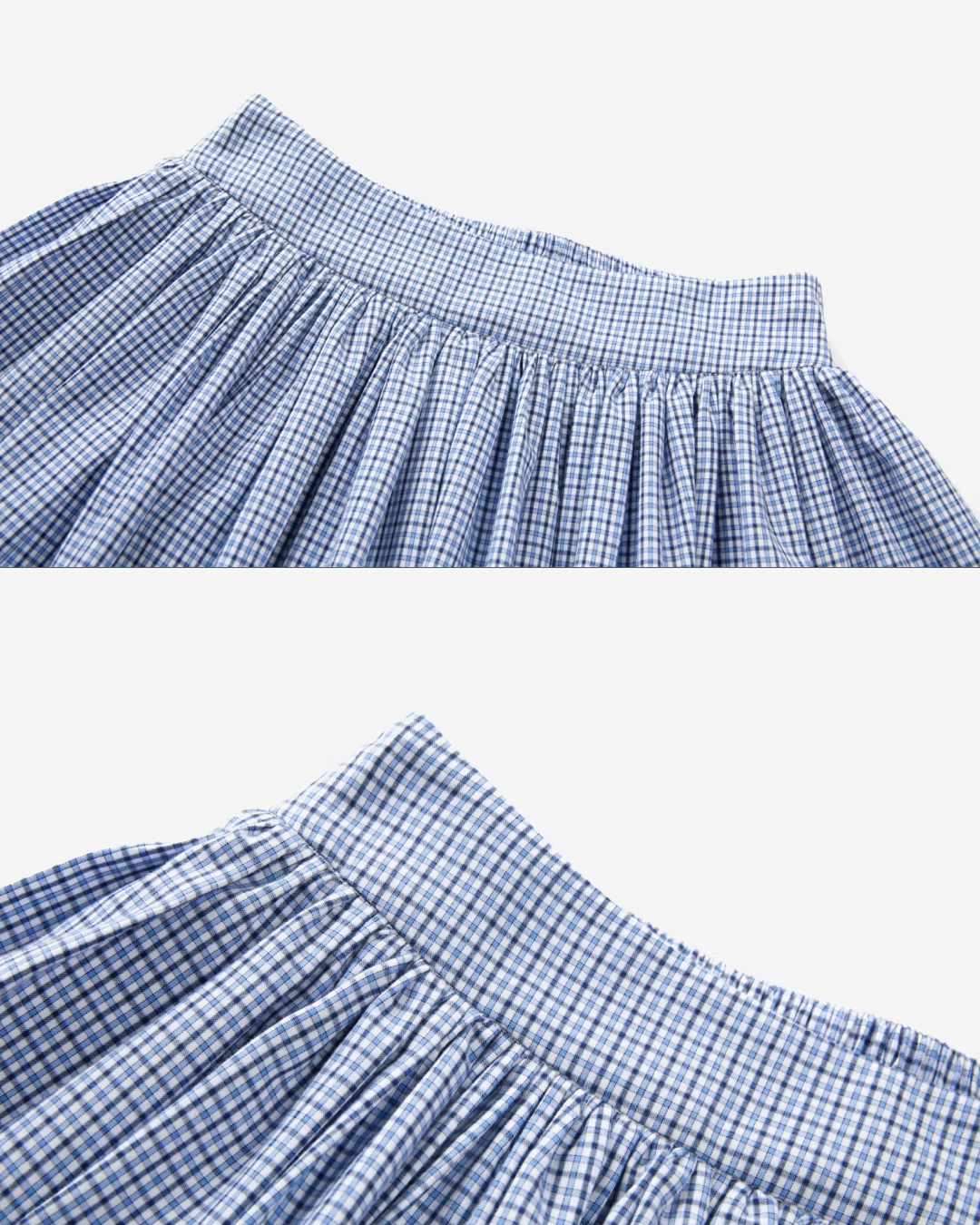 Layerd Gray Knit Shirt & Blue Check Skirt CA0029