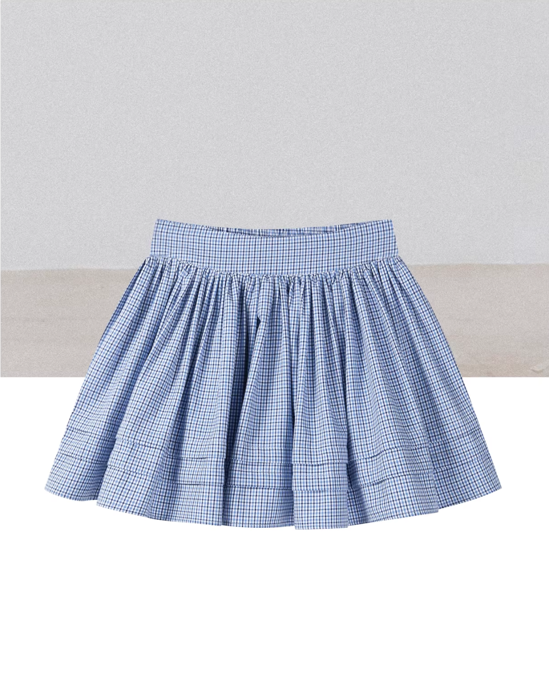 Layerd Gray Knit Shirt & Blue Check Skirt CA0029