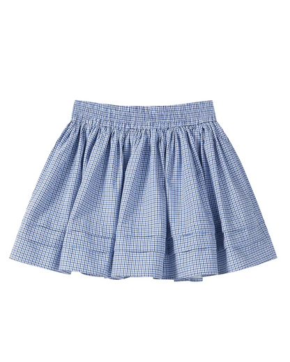 Layerd Gray Knit Shirt & Blue Check Skirt CA0029
