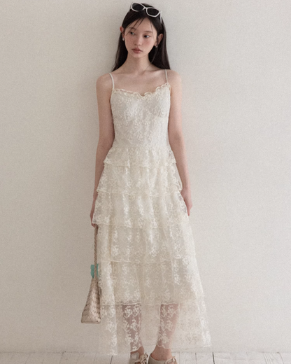 Lace Camisole Dress & Green Cardigan CA0031