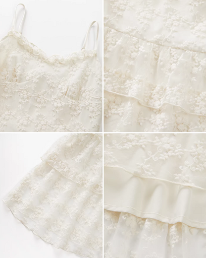 Lace Camisole Dress & Green Cardigan CA0031