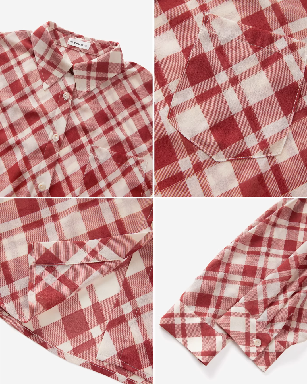 Red Plaid Pattern Shirt & Short Denim Pants CA0032