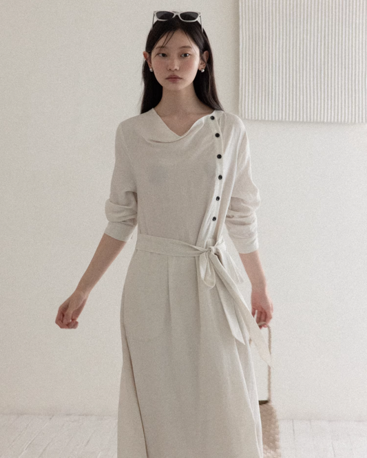 Accent Button Long Dress CA0033