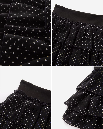 Polka Dot Camisoal Knit Cardigan & Polka Dot Frill Skirt CA0037
