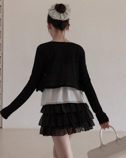 Polka Dot Camisoal Knit Cardigan & Polka Dot Frill Skirt CA0037