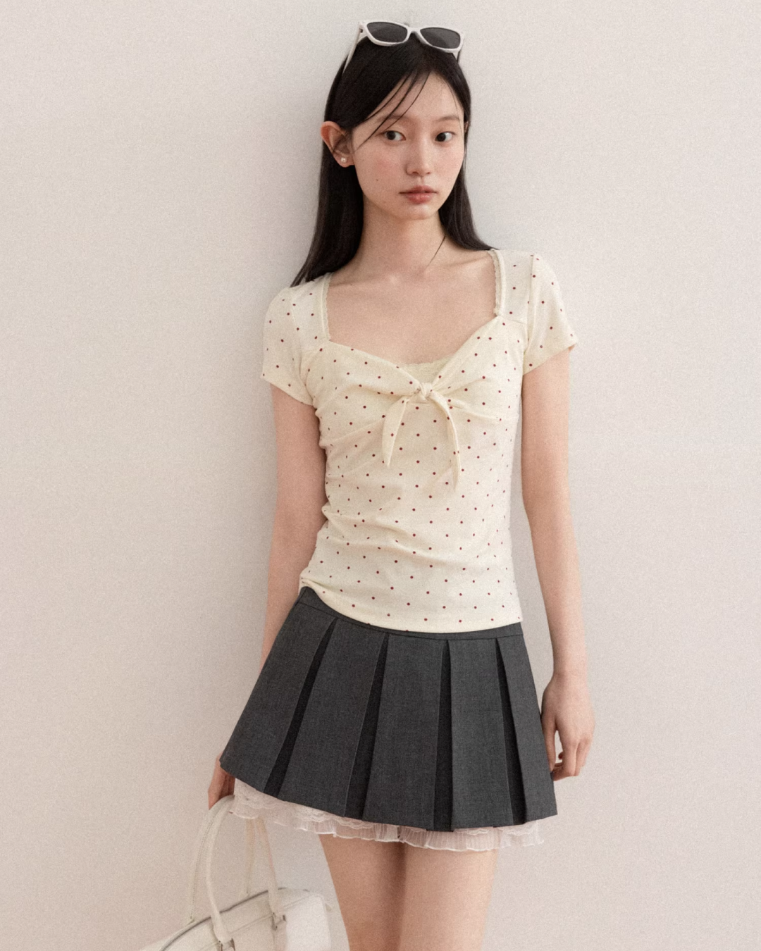 Polka Dot Short Open Neck T-shirt CA0039