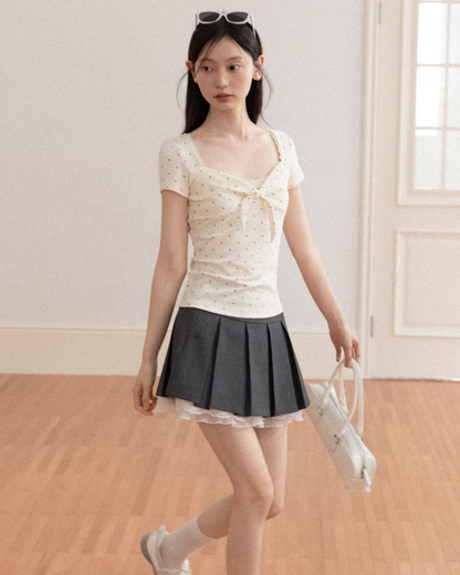 Polka Dot Short Open Neck T-shirt CA0039
