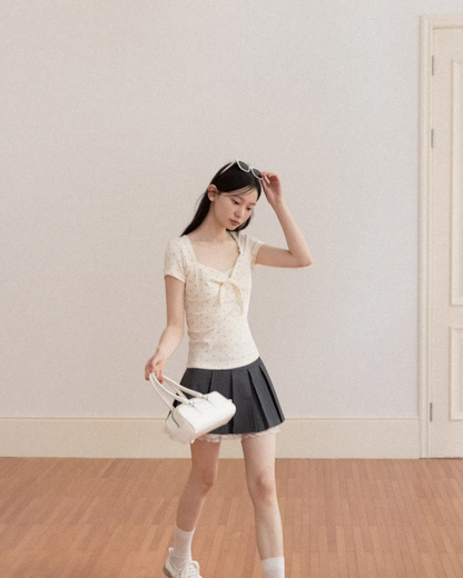 Polka Dot Short Open Neck T-shirt CA0039