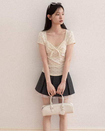 Polka Dot Short Open Neck T-shirt CA0039