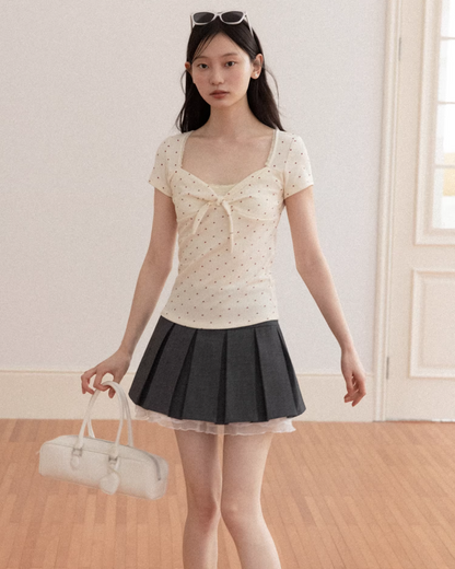 Polka Dot Short Open Neck T-shirt CA0039