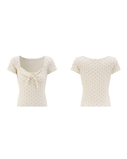 Polka Dot Short Open Neck T-shirt CA0039