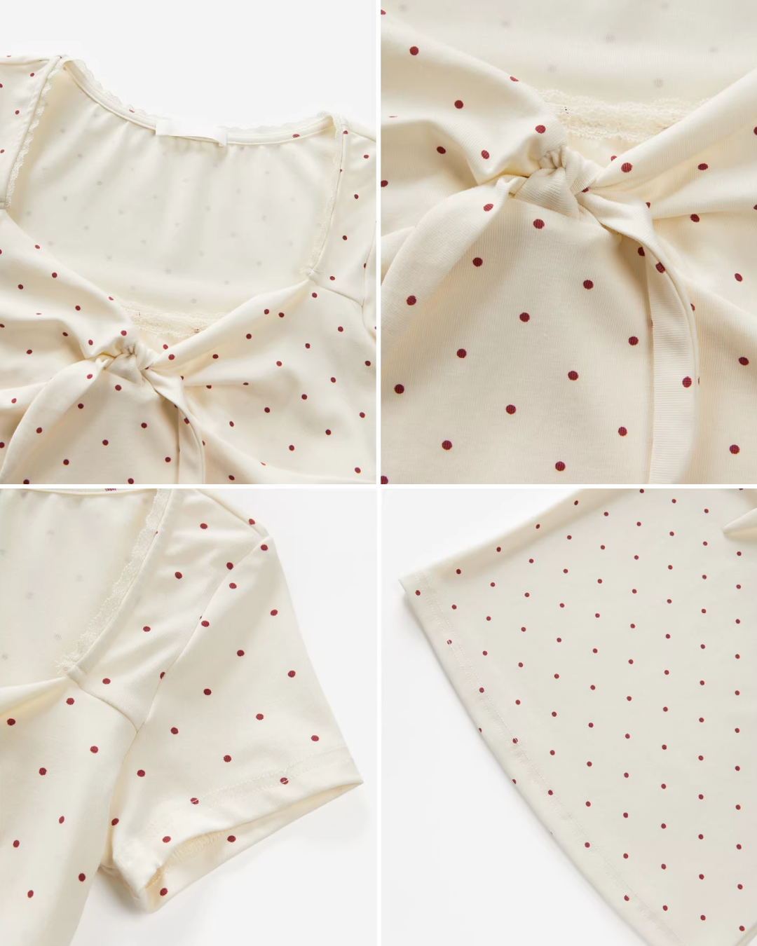 Polka Dot Short Open Neck T-shirt CA0039